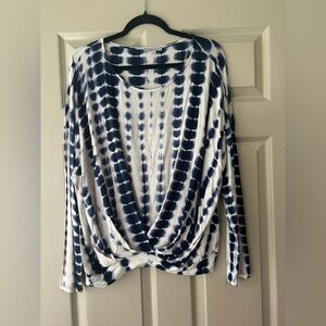 White Birch Navy and Off White Blouse